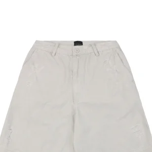 Balenciaga Light Grey Distressed Raw-Hem Shorts