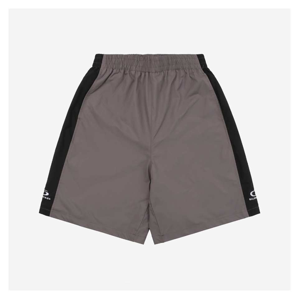 Balenciaga Side Spliced Circle Logo Embroidered Shorts