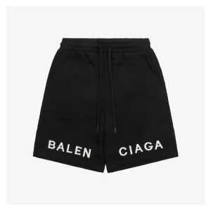Balenciaga Split Logo Embroidered Shorts Black