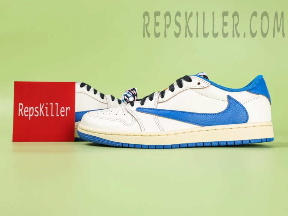 Fragment Design x Travis Scott x Air Jordan 1 Retro Low OG SP 'Sail Military Blue'