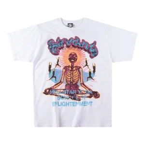 Hellstar Nirvana Skeleton Meditation Graphic T-shirt White