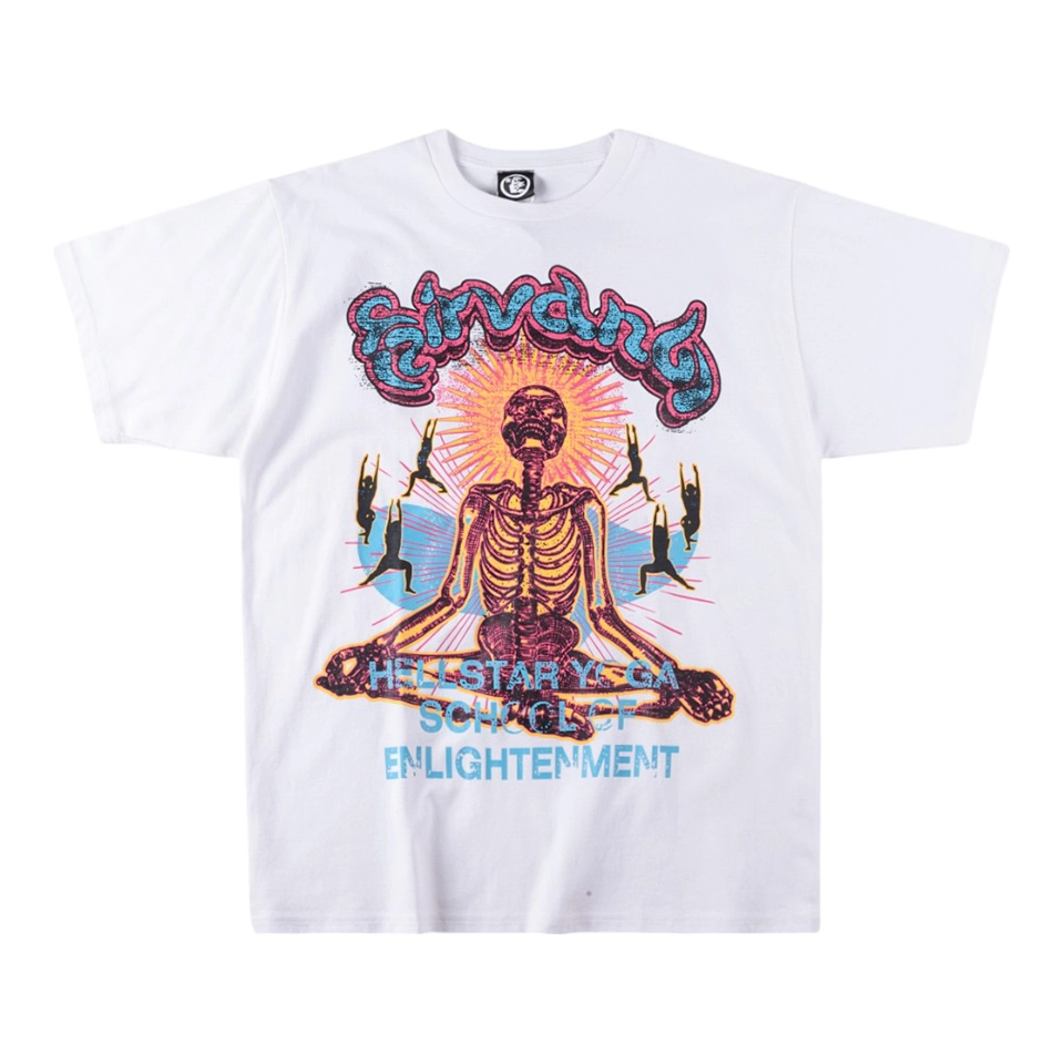 Hellstar Nirvana Skeleton Meditation Graphic T-shirt White