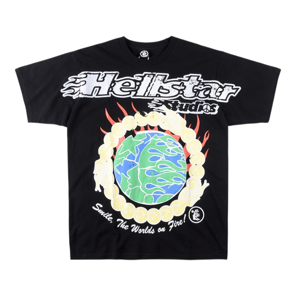 Hellstar Smile The World On Fire Globe Print T-shirt