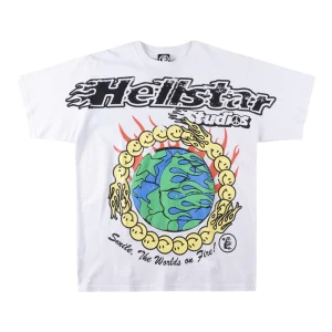 Hellstar Smile The World On Fire Globe Print T-shirt White