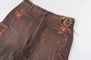 Hellstar Star Face Flame Logo Embroidery Camo Cargo Shorts4