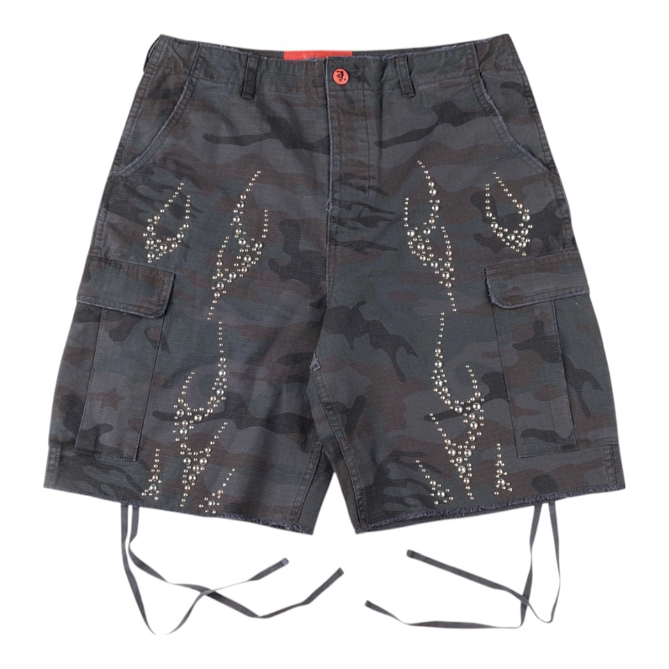 Hellstar Studios Capsule 11 Camo Cargo Shorts Black