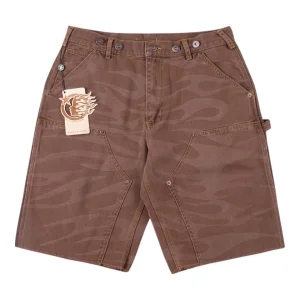 Hellstar Studios Denim Flame Pattern Washed Shorts