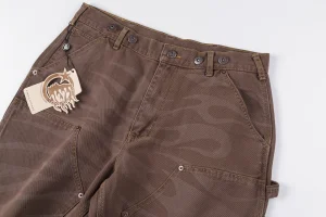 Hellstar Studios Denim Flame Pattern Washed Shorts3