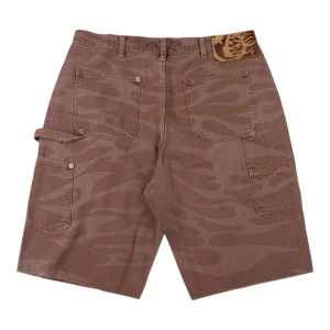 Hellstar Studios Denim Flame Pattern Washed Shorts