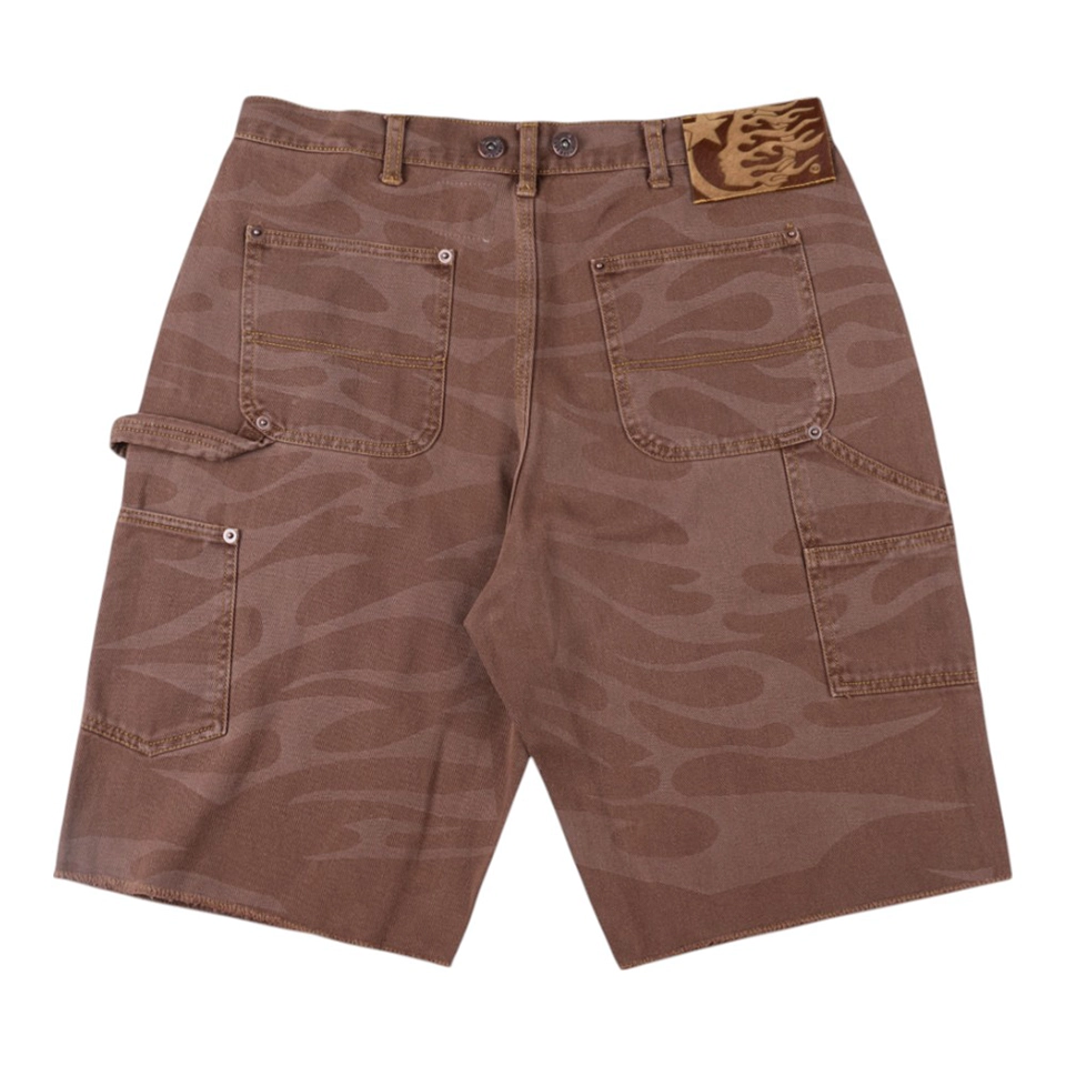 Hellstar Studios Denim Flame Pattern Washed Shorts