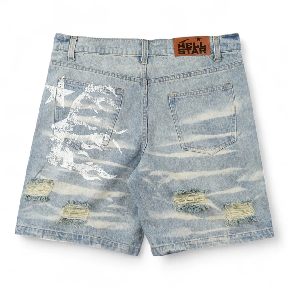 Hellstar Studios Distressed Denim Shorts