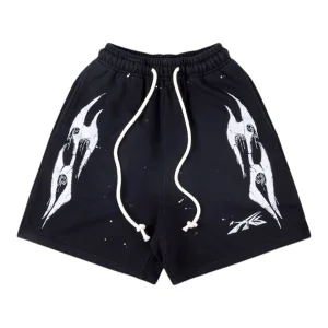 Hellstar Studios Ghost Flame Graphic Washed Shorts