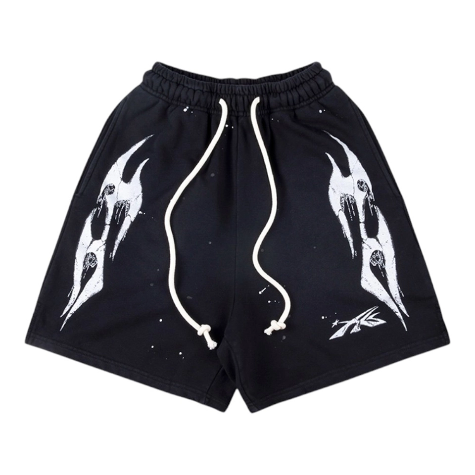 Hellstar Studios Ghost Flame Graphic Washed Shorts