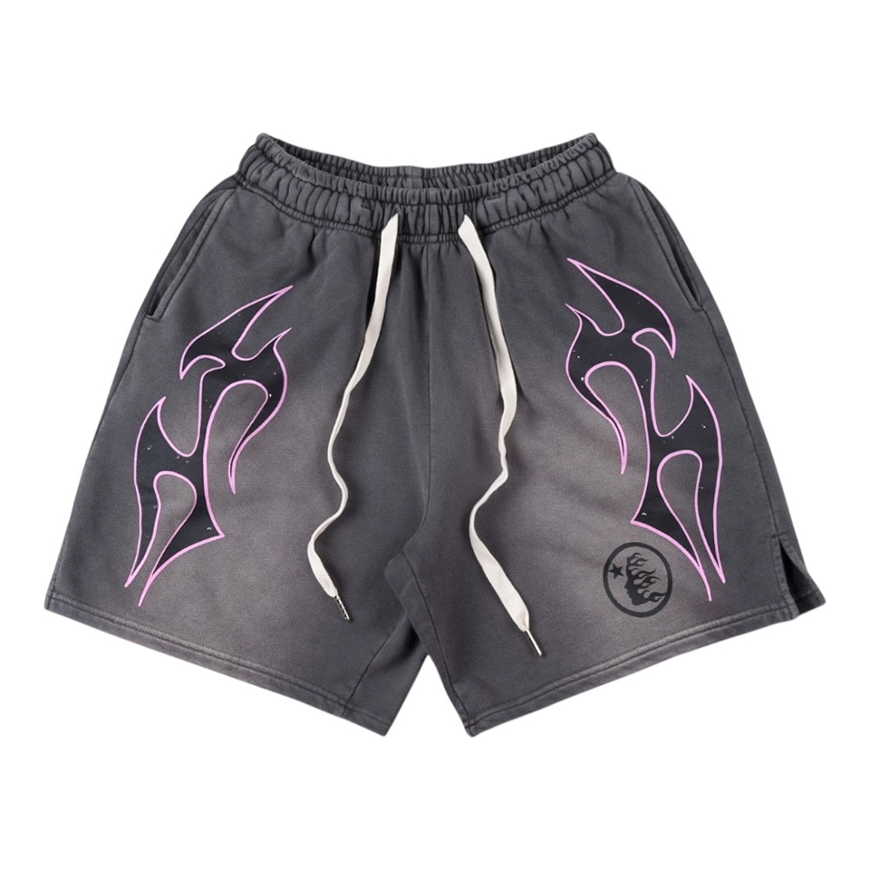Hellstar Studios Pink Flame Washed Shorts