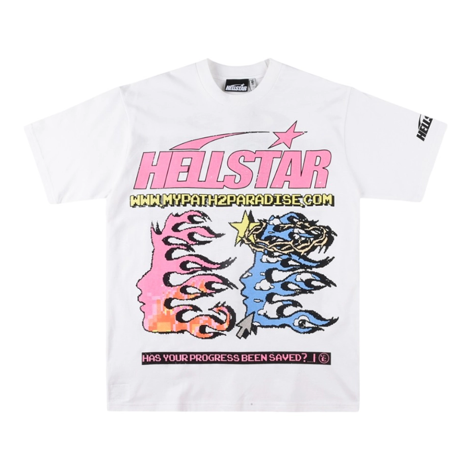 Hellstar Studios Pixel Flame Face Graphic T-shirt