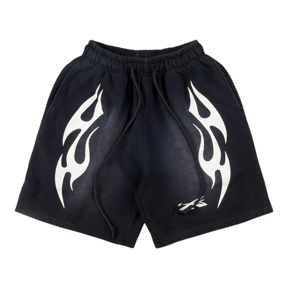 Hellstar Studios Sports Flame Washed Casual Shorts