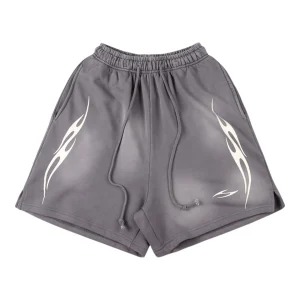 Hellstar Studios Washed Flame Graphic Sports Shorts