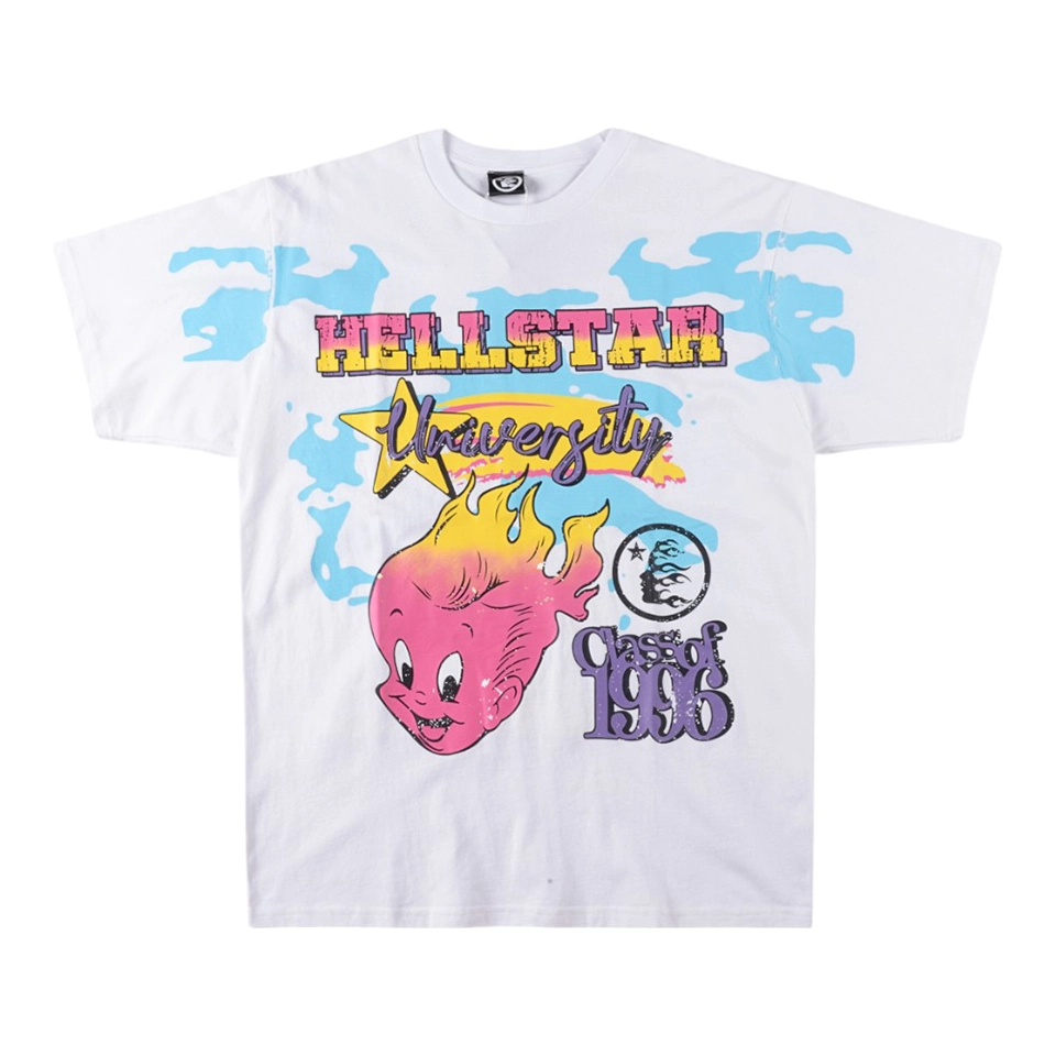 Hellstar University Graffiti Flame Print T-shirt White
