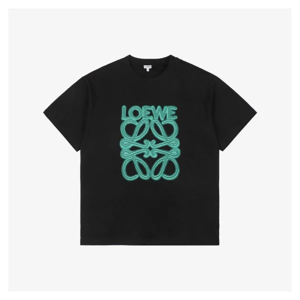 L Neon Anagram Embroidery T-shirt Black