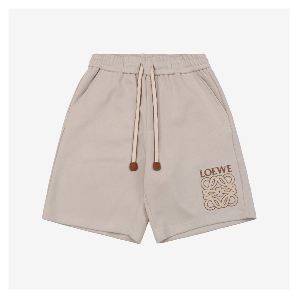 L Silicone Anagram Terry Logo Shorts Beige