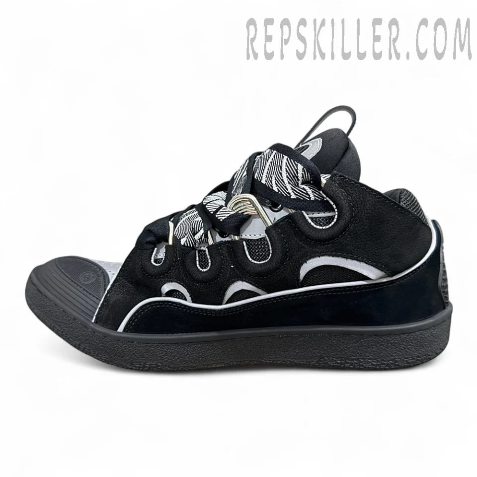Lanvin Curb Sneakers ‘Black White Floral Laces’
