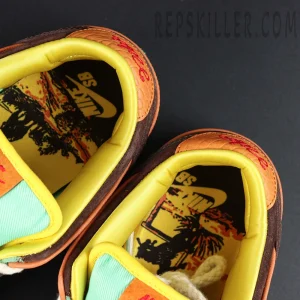 Artistic insole print of Nike Dunk Low SB ‘Rodeo’ showing graphic cowboy scene and SB logo