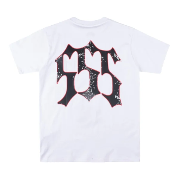Sp5der 555 Gothic Logo Distressed Print T-shirt