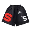 Sp5der 555555 Cut Sweatshirt Shorts (Black/Blue)