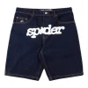 Sp5der 555555 Denim Unisex Casual Shorts (Black/White)