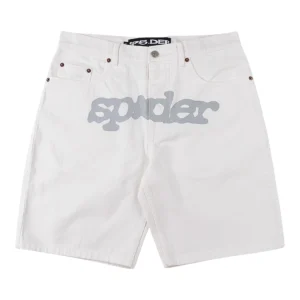 Sp5der 555555 Denim Unisex Casual Shorts White