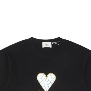 Ami Cracked Heart Logo Print T-shirt