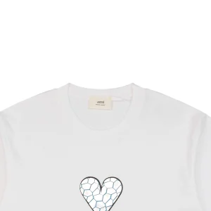 Ami Cracked Heart Logo Print T-shirt White