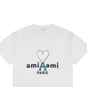 Ami Cracked Heart Logo Print T-shirt White