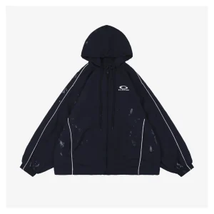 Balenciaga Distressed Circle Logo Hooded Jacket