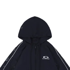 Balenciaga Distressed Circle Logo Hooded Jacket