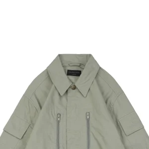 Balenciaga Double-Zip Cotton Shirt Jacket Olive