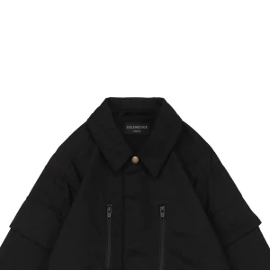 Balenciaga Double-Zip Cotton Shirt Jacket Black