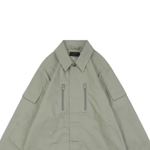 Balenciaga Double-Zip Cotton Shirt Jacket Olive