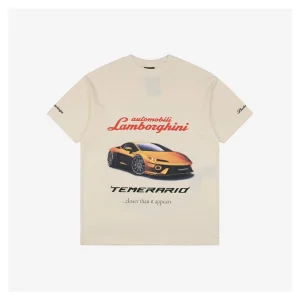 Balenciaga x Lamborghini Graphic Print T-shirt Beige