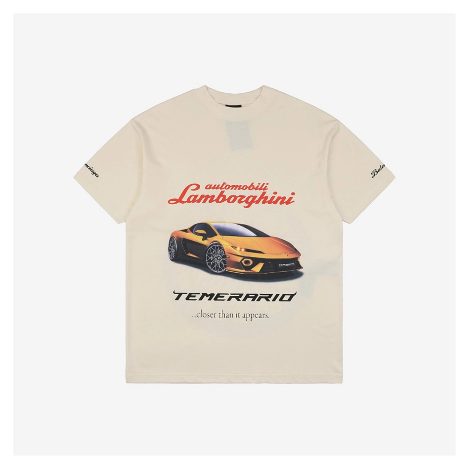 Balenciaga x Lamborghini Graphic Print T-shirt Beige