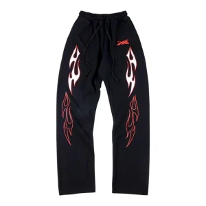 Hellstar Black Flame Graphic Track Pants