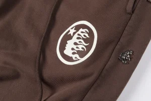 Hellstar Brown Snap Button Logo Pants3