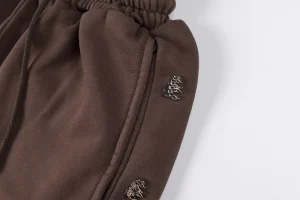 Hellstar Brown Snap Button Logo Pants5