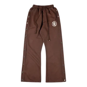 Hellstar Brown Snap Button Logo Pants