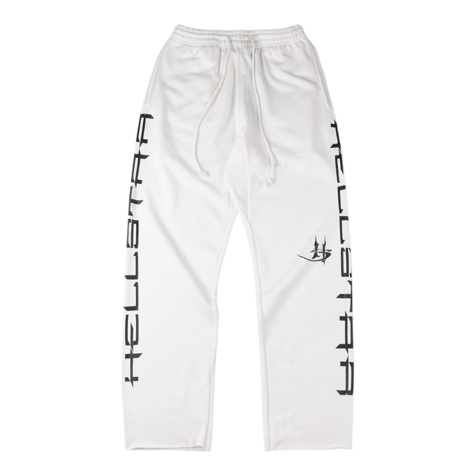 Hellstar Gothic Logo Straight-Leg White Sweatpants