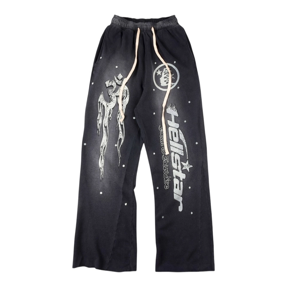 Hellstar Melting Skeleton Graphic Wide-Leg Pants