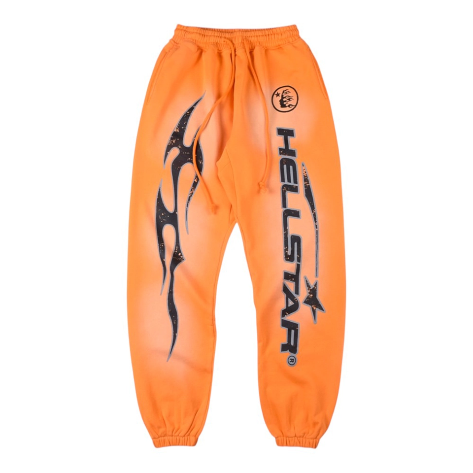 Hellstar Orange Flame Graphic Pants