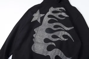 Hellstar Rhinestone Flame Head Pullover Hoodie9