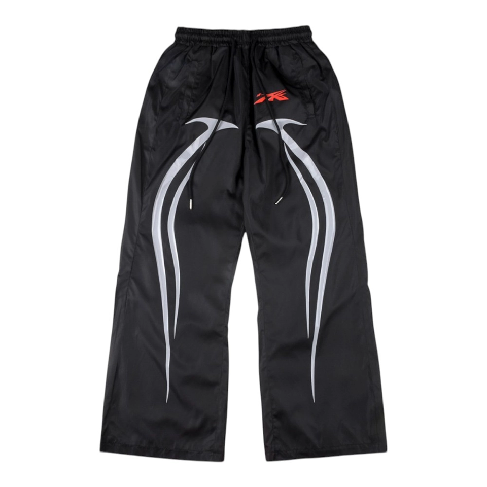 Hellstar Studios Black Racing Graphic Wide-Leg Pants