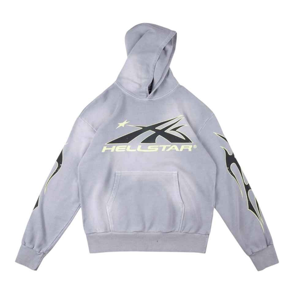 Hellstar Studios Brainwashed Grey Flame Pullover Hoodie